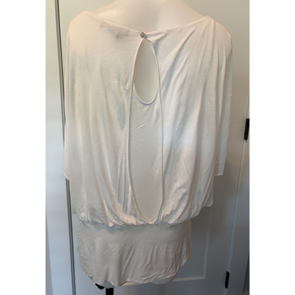 WHITE HOUSE BLACK MARKET Womens Knit TOP Short Sleeve WHITE Size XL - Picture 4 of 5